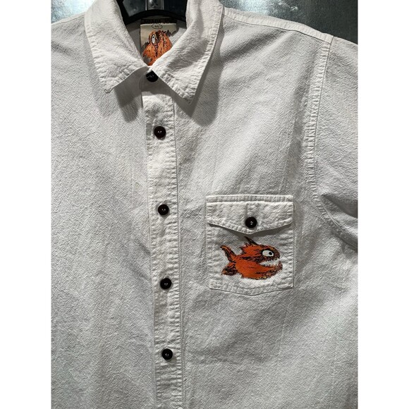 Piraña Joe Roatan 100% Cotton Shirt White Short Adjustable Sleeve Large - Picture 13 of 16